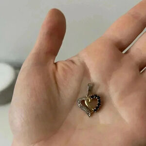 Sterling Silver 925 Heart  Pendant w diamonds